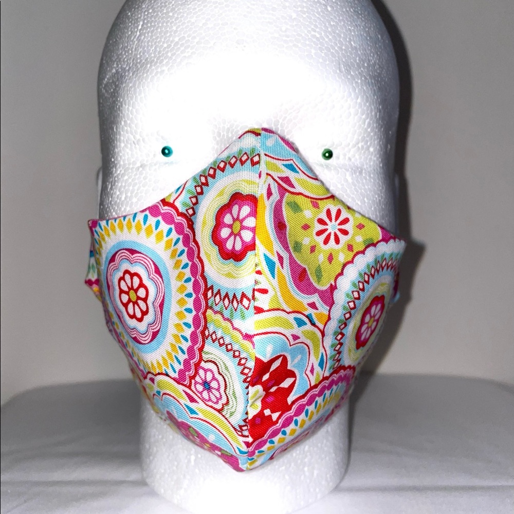 Adult Circles & Floral Print Face Mask New